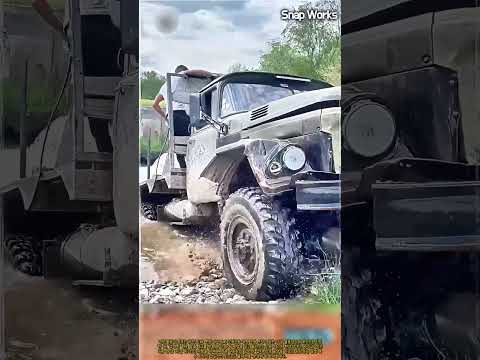 6x6 전륜구동 트럭이 급류와 자갈 하천을 안전하게 도하하는 원리 #worker #process #engineering #offroad #truck