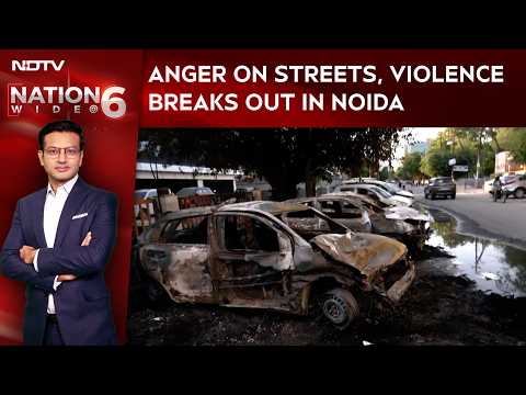 Noida Protest | Anger On Streets Of Noida As Workers Torch Vehicles, Leave Trail Of Damage