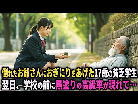 道端で倒れたお爺さんを助けた貧乏な女子高校生。後日学校の前に黒塗りの高級車が現れ…