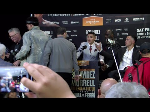 David Benavidez and Luis Decubas press conference erupts into near riot after Benavidez beat Morrell