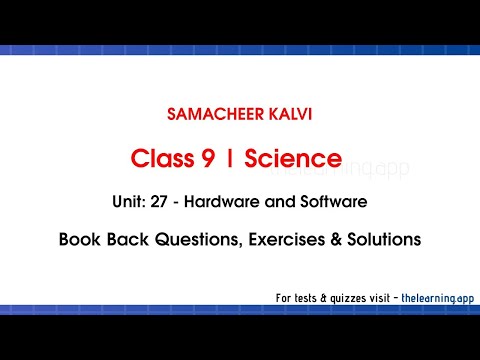 Hardware and Software | Unit 27  | Class 9 | Computer Science | Samacheer Kalvi