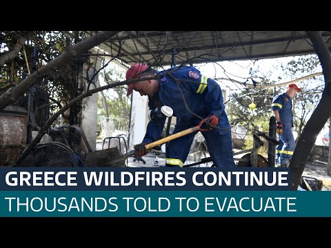 Greece wildfires: One dead and thousands evacuated as threat continues | ITV News