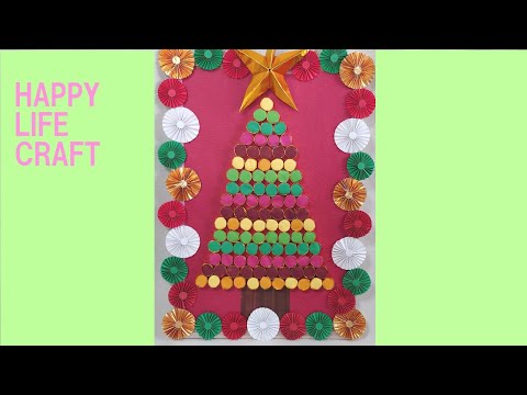 【paper craft】クリスマスツリーの壁面飾り  🎄