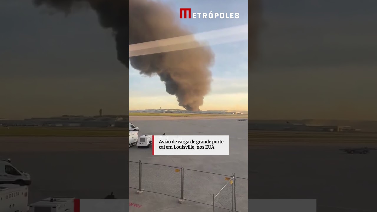 AviĂŁo de carga de grande porte cai em Louisville, nos EUA