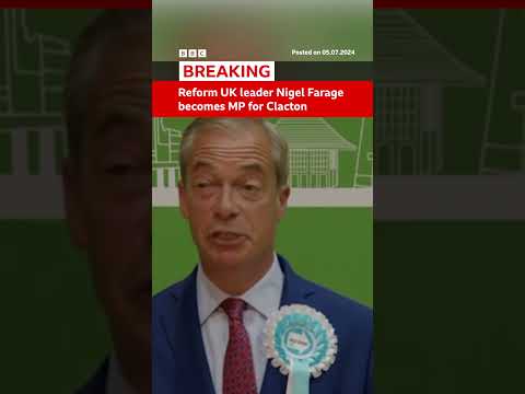 Reform UK leader Nigel Farage becomes MP for Clacton. #GeneralElection #BBCNews