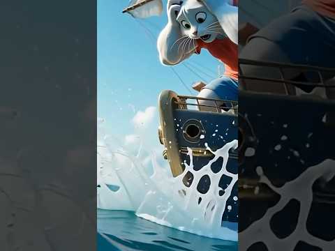 Tiny Kitten Falls Overboard! 🐱💦 Hero Dad Cat Fights a Shark! 🦈🔥 #cat #catstory #ai#shorts