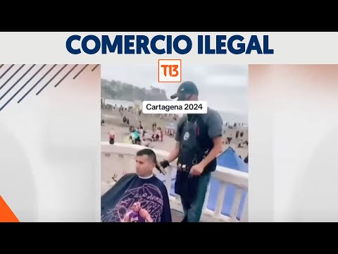 Barbería ambulante en plena playa: batalla contra el comercio ilegal en Cartagena