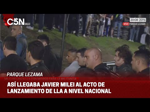 Así LLEGABA JAVIER MILEI al ACTO en PARQUE LEZAMA