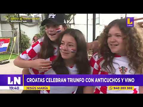 Croatas celebran triunfo de su selección con anticuchos y vino en Jesús María