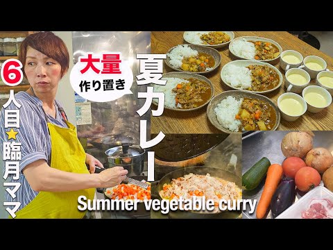 【臨月で体が重い】やる気ゼロでも作れる夏野菜カレー｜簡単・大量作り置き｜Easy summer vegetable curry