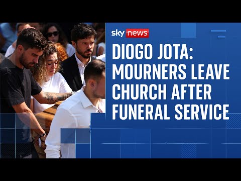 Diogo Jota and brother Andre Silva's coffins carried from church after funeral service