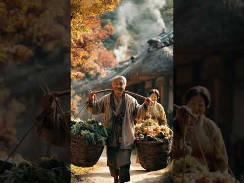 🍂 Korean Countryside Walk—Grandpa Carrying Firewood, Grandma Follows Smiling#시골일상 #slowlife #healing