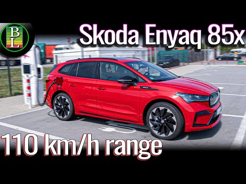 Skoda Enyaq 85x AWD (New motors) - 110 km/h range test