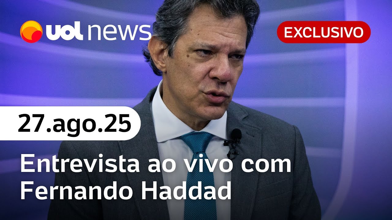 Haddad fala ao vivo de Trump x Lula, CPMI do INSS, caso Bolsonaro, Magnitsky, IR, Pix e+ no UOL News