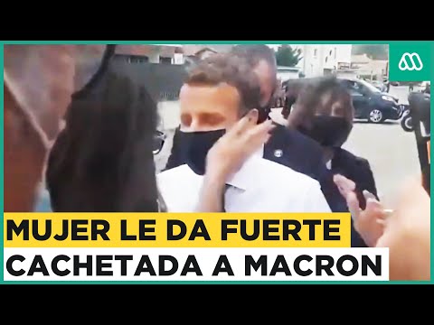 Mujer le pega una cachetada a Macron y es detenida por personal de seguridad