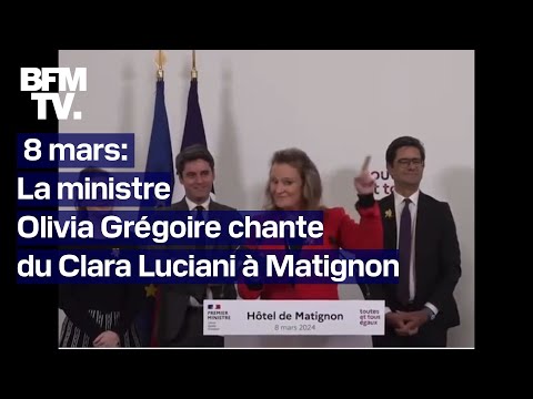 8 mars: la ministre Olivia Grégoire chante La Grenade de Clara Luciani à Matignon