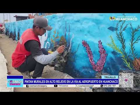 Trujillo: pintan murales en alto relieve en la vía al Aeropuerto en Huanchaco