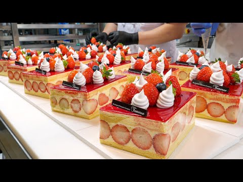 꾸덕한 크림과 딸기가 한가득! 떠먹는 프레지에 케이크 / How to make strawberry fraisier cake - Korean street food