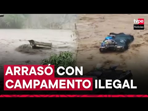 Puno: fuertes lluvias incrementan caudal de río y este se lleva campamento minero ilegal