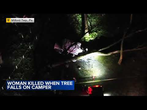 Woman killed after tree falls onto her camper in Bucks County