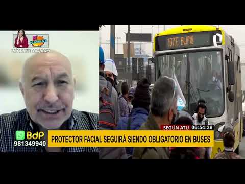ATU: Protector facial sigue siendo obligatorio en buses hasta que Minsa actualice protocolos