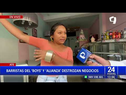 Ate: Barristas de Alianza Lima y Sport Boys se enfrentan y destrozan negocios