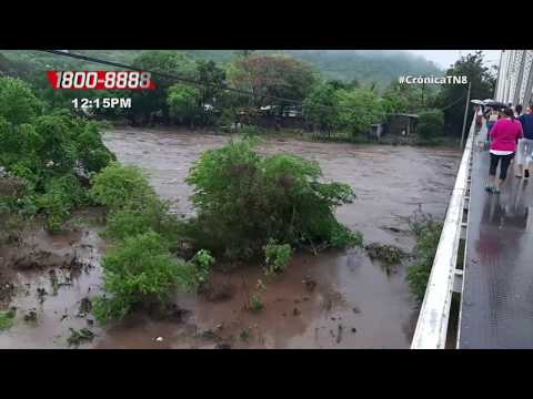 Lluvias provocan desborde del río en puente de Tecolostote, Boaco - Nicaragua