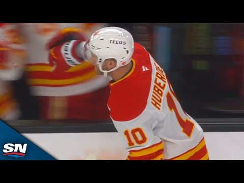 Flames Jonathan Huberdeau Crashes The Net To Score In Season Debut