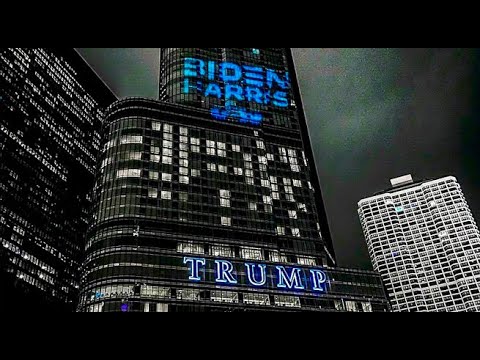 Proyectan propaganda de Joe Biden en la Torre Trump de Chicago