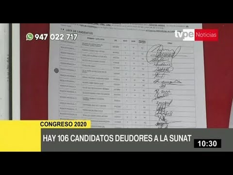 Congreso 2020: existen 106 candidatos deudores coactivos en Sunat