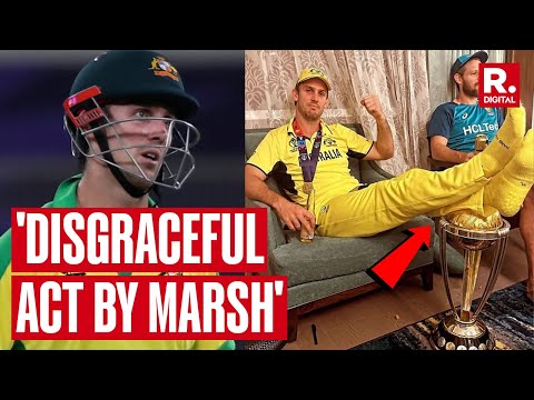 Mitchell Marsh gets brutally trolled for resting feet on World Cup trophy