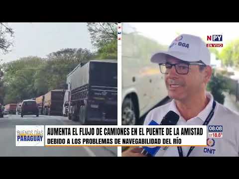 Crisis de navegabilidad aumenta el flujo de camiones en el Puente de la Amistad