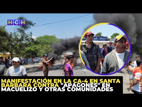 Manifestación en la CA-4 en Santa Bárbara contra apagones en Macuelizo y otras comunidades