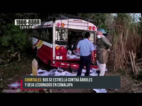 Bus se estrella contra árboles y deja lesionados en Comalapa, Chontales - Nicaragua