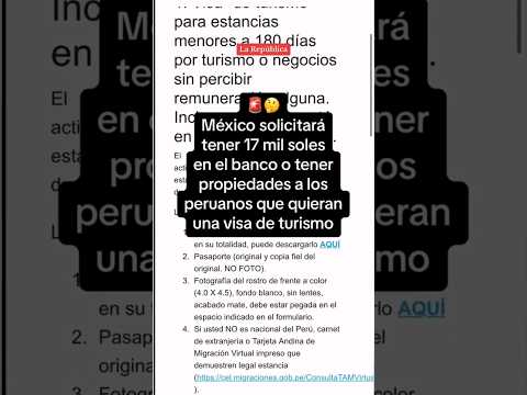 MÉXICO solicitará tener 17 mil soles o tener propiedades a los peruanos que quieran visa #shorts