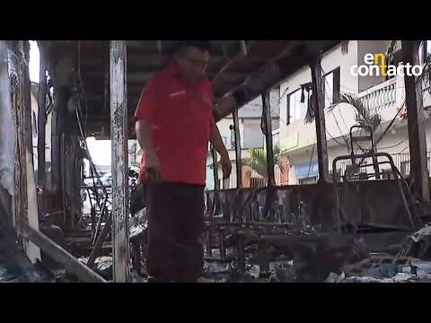 Henry Bustamante: Un bus es incendiado por antisociales  | En Contacto | Ecuavisa