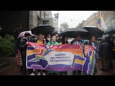 Several hundred LGBT supporters join Pride march in Kyiv