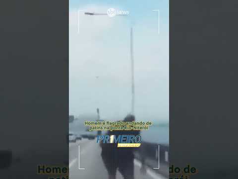 Homem é flagrado andando de patins na ponte Rio-Niterói