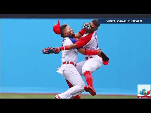 Tremendo choque entre jugadores en el México vs República Dominicana de béisbol Tokio 2020