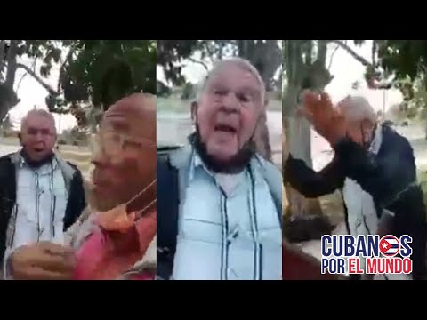 Defensor de la dictadura cubana, responde agresivamente a un opositor que lo increpa con respeto