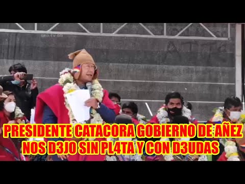 PRESIDENTE LUIS ARCE EN EL ANIVERSARIO DE LOS PONCHOS ROJOS EN ACHACACHI DONDE ENTREGÓ 2 VEHÍCULOS..