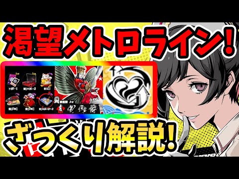 【ペルソナ5X】渇望メトロラインざっくり解説!!報酬&ステアップ&宝箱&バック拡張&快速モード&パーティ編成&落とし物&獲得バフ&難易度6戦闘シーン!!【P5X】
