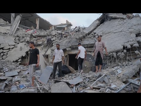 Aftermath of Israeli airstrike in central Gaza Strip