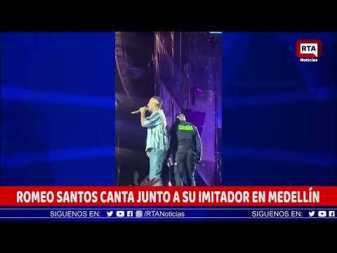 Romeo Santos canta junto a su imitador en la ciudad de Medellín