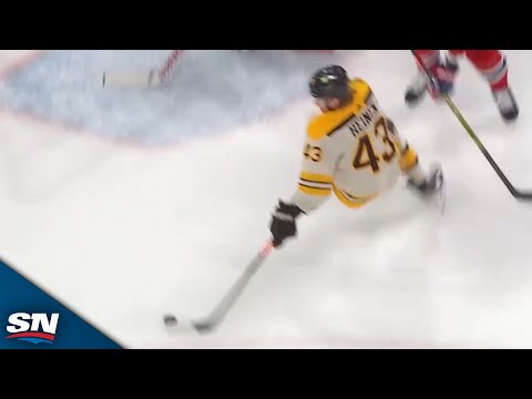 Bruins Danton Heinen Scores While Falling Backwards To Ice vs. Canadiens