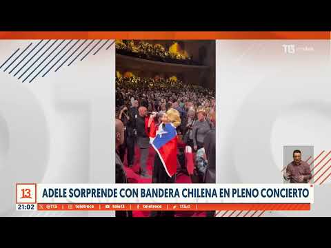 Adele sorprende posando con bandera chilena en Las Vegas
