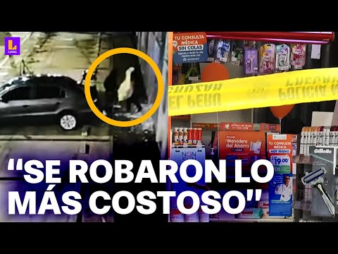 Delincuentes roban farmacia en Pueblo Libre: Se llevaron productos para la piel en pocos minutos