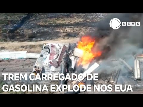Trem carregado de gasolina explode após descarrilar