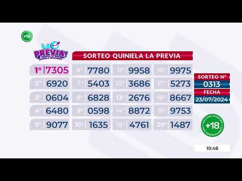 Sorteo 0313 La Previa Quiniela Misionera, 23 de Julio del 2024.