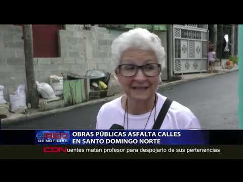 Obras Públicas asfalta calles en Santo Domingo Norte